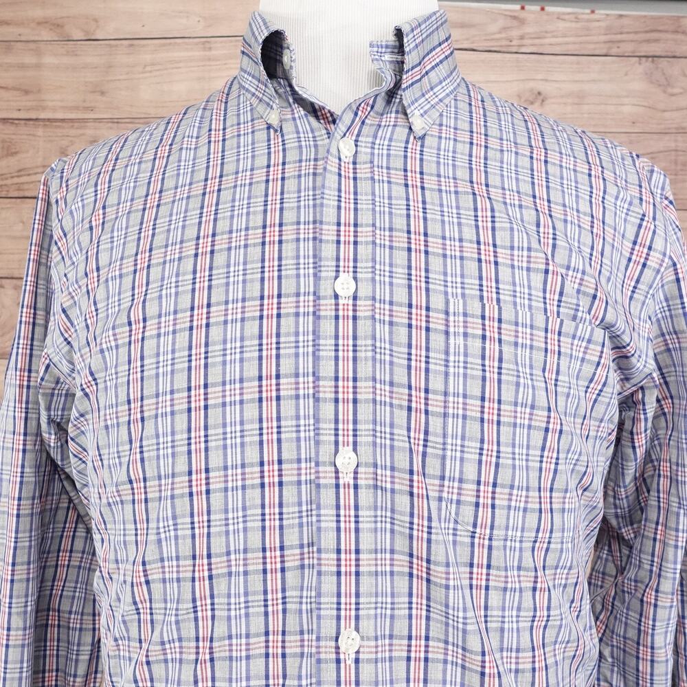 Brooks Brothers Shirt Mens Large Multicolor Plaid Regent Non Iron Supima‎ Cotton